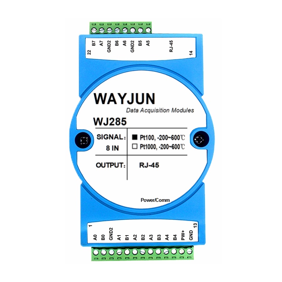 8路Pt100/Pt1000溫度轉(zhuǎn)Modbus TCP和MQTT網(wǎng)絡(luò)數(shù)據(jù)采集模塊 WJ285