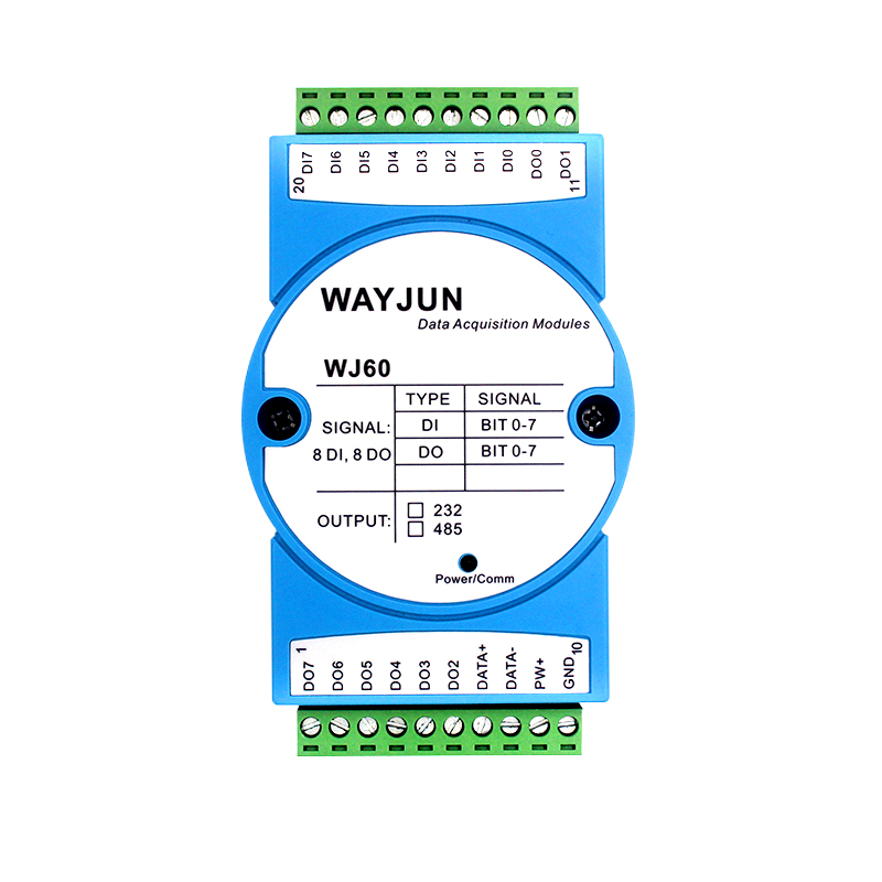 WJ60系列 八路DI八路DO開關(guān)量轉(zhuǎn)RS485/232遠(yuǎn)程IO模塊